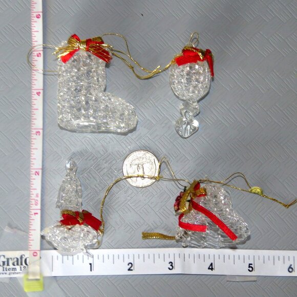 Lot of 4 Vintage Clear Spun Glass CrystalHanging Christmas Holiday Ornaments - Picture 2 of 15